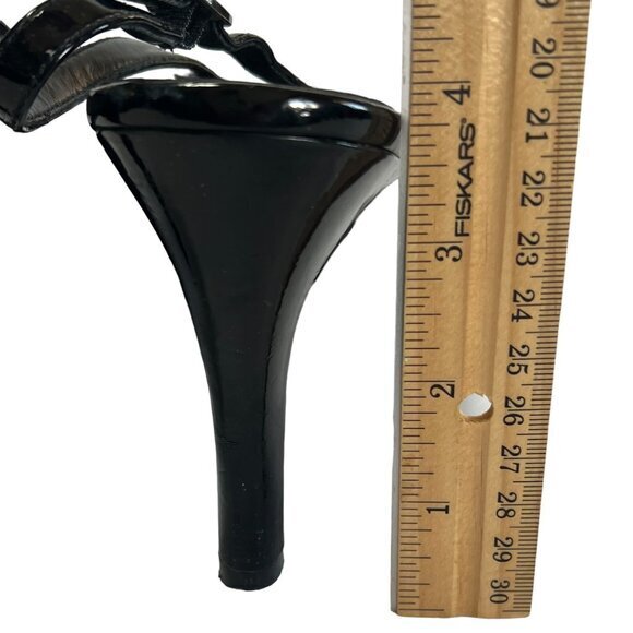 Fioni Women's Black Patent‎ Leather Slingback Heels Size 8 4-Inch Heel Peep Toe - Picture 3 of 16